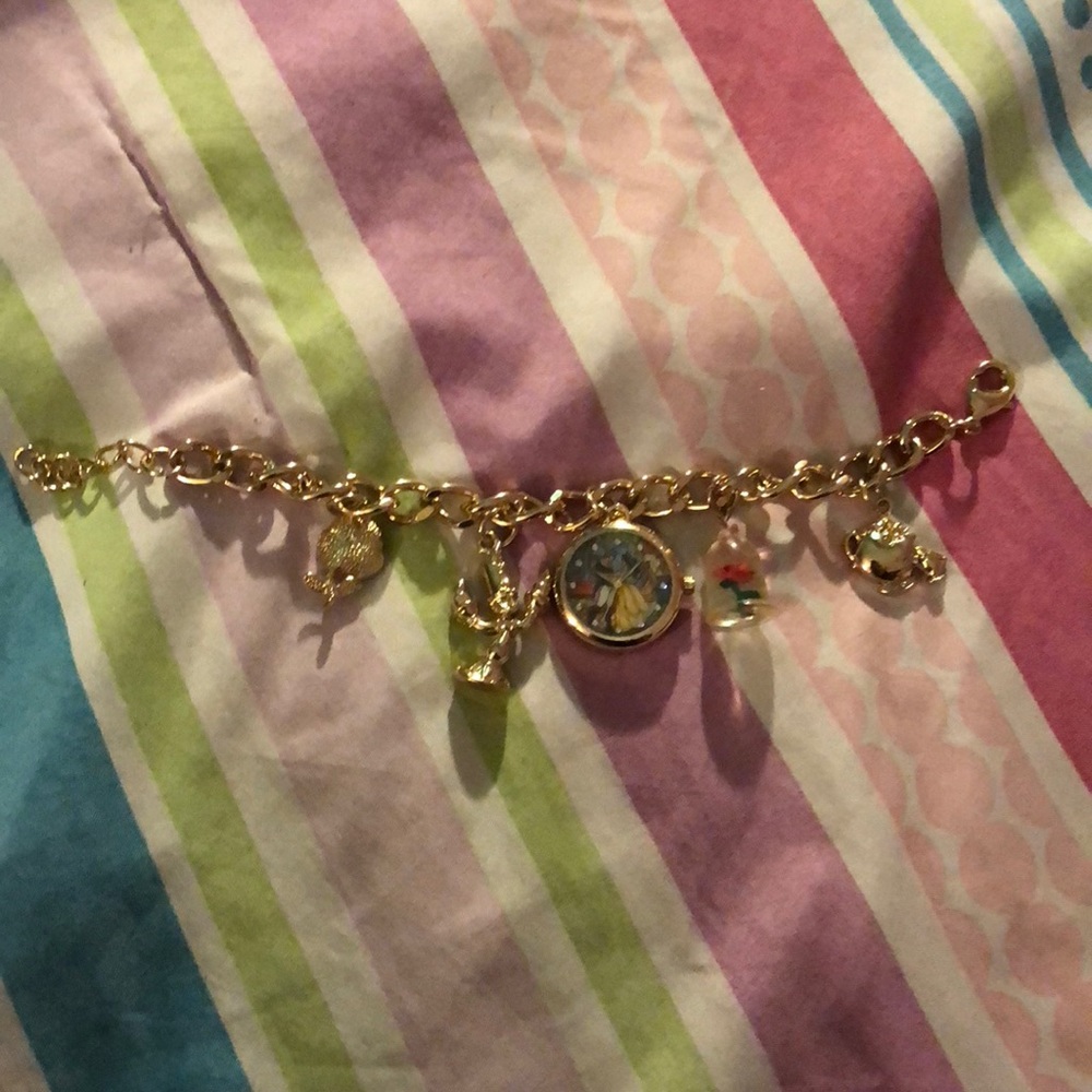 Beauty and the beast charm watch bracelet